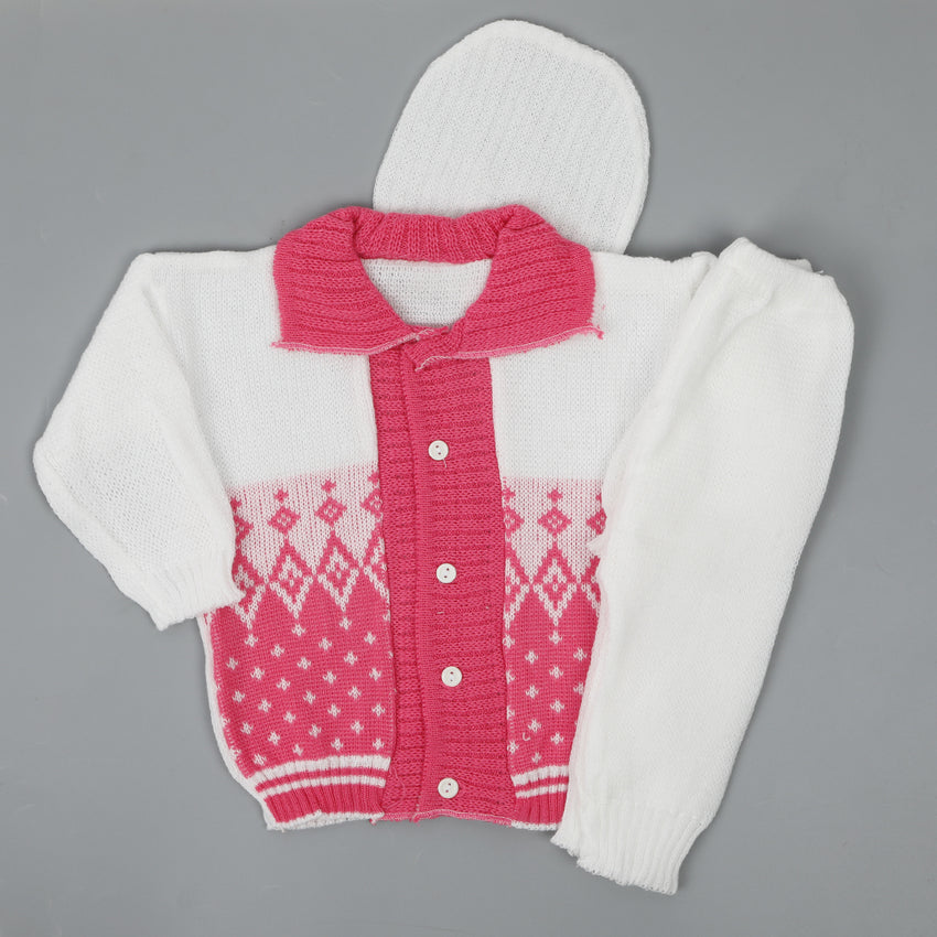 Newborn Boys Full Sleeves Sweater Suit - Pink