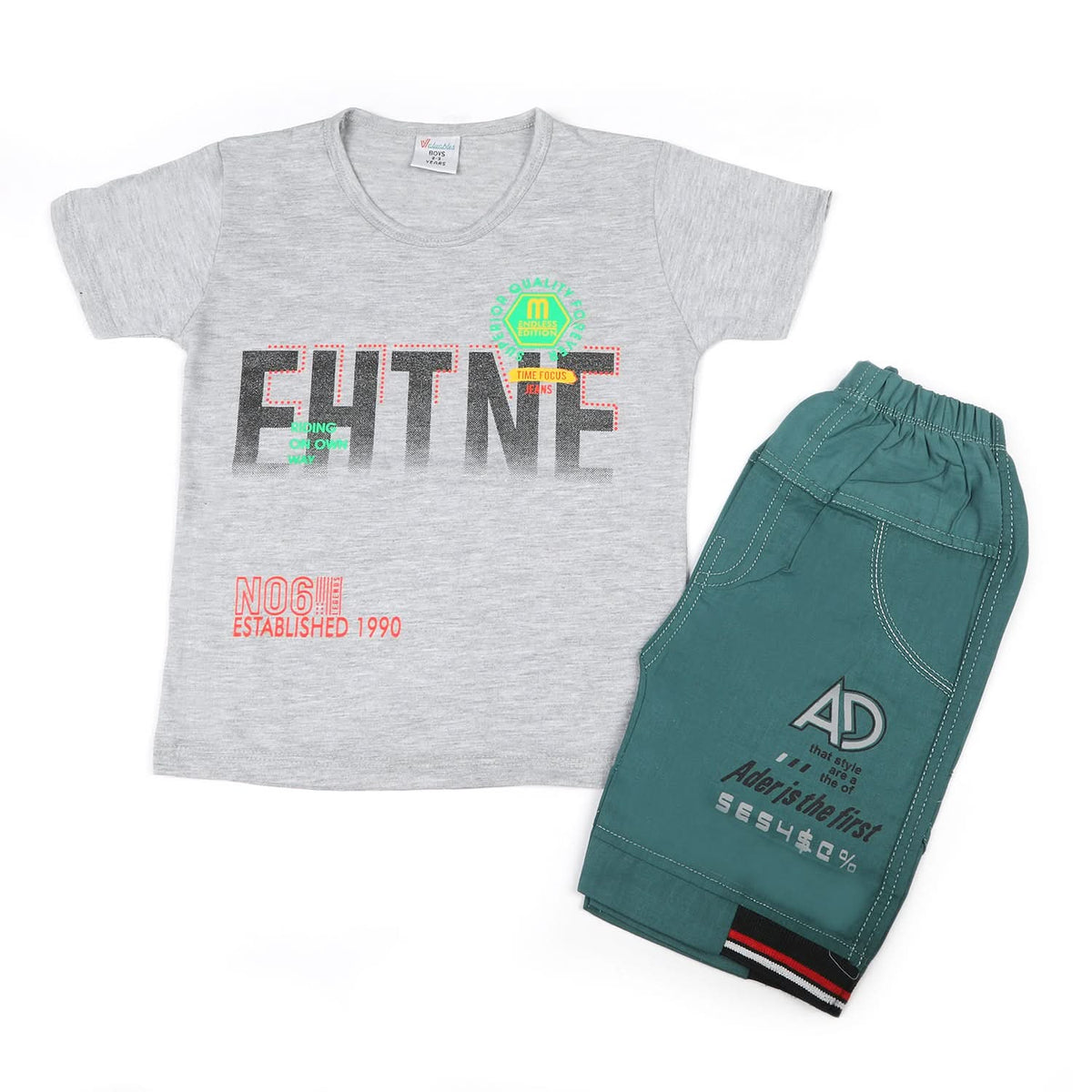 Boys Half Sleeves Short Suit - Grey, Boys Sets & Suits, Chase Value, Chase Value