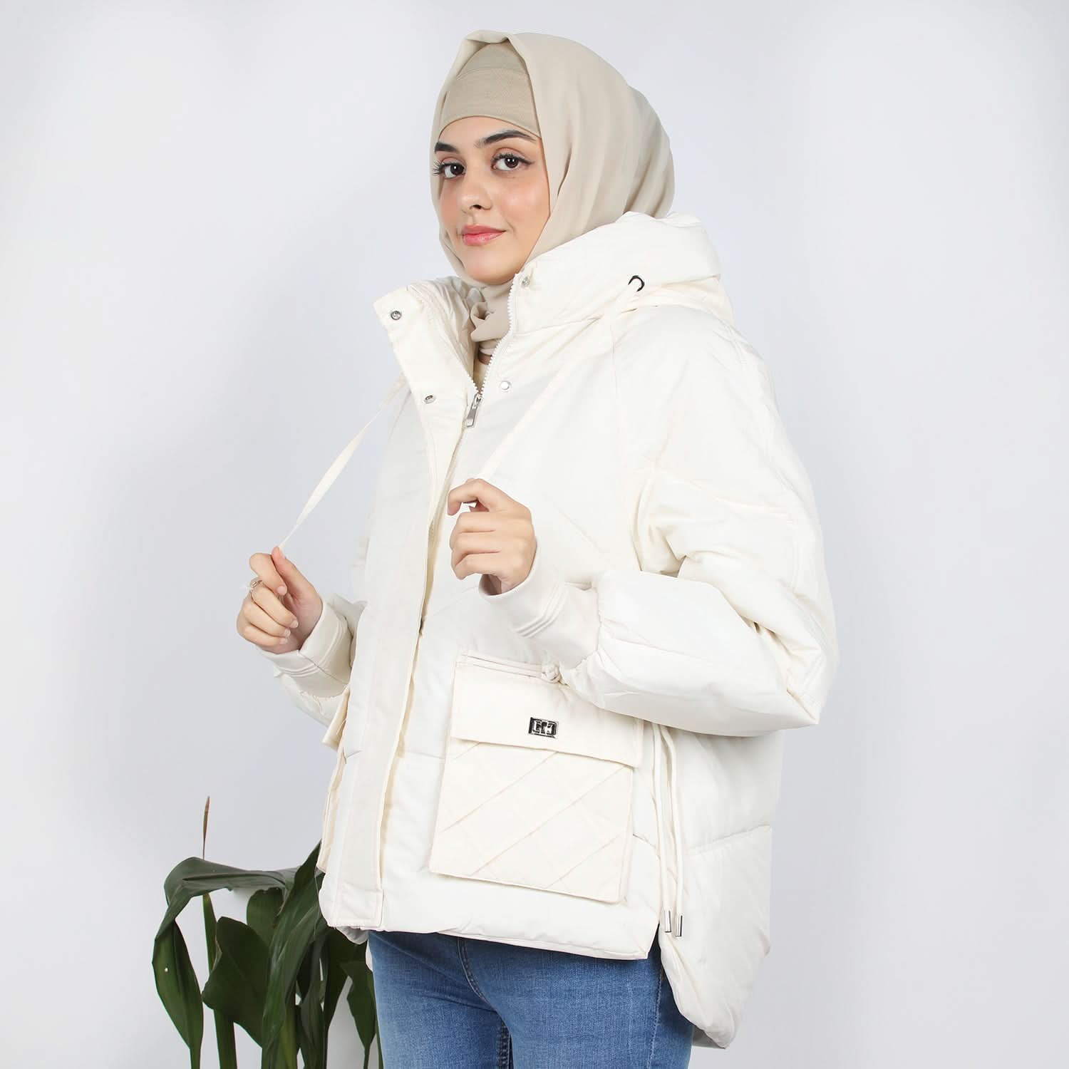 Women's Full Sleeves Jacket - Off White, Women Sweatshirts & Hoodies, Chase Value, Chase Value