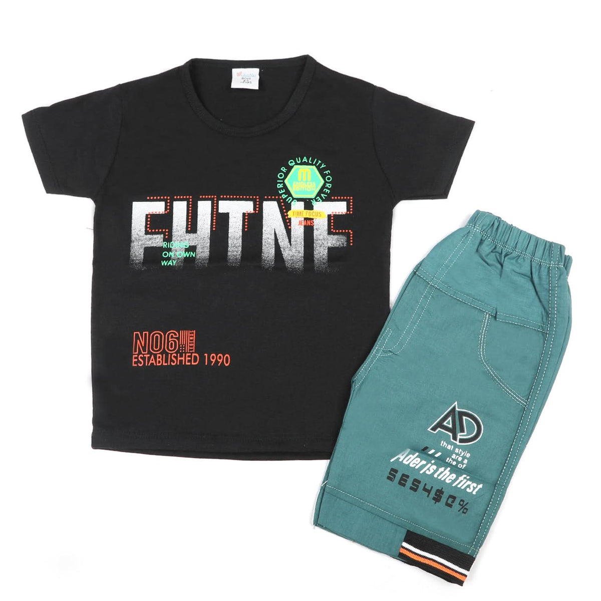 Boys Half Sleeves Short Suit - Black, Boys Sets & Suits, Chase Value, Chase Value