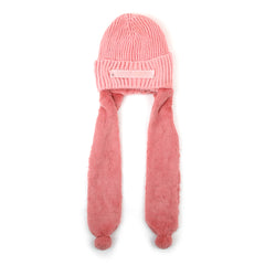 Kids Woolen Cap with Muffler - Pink