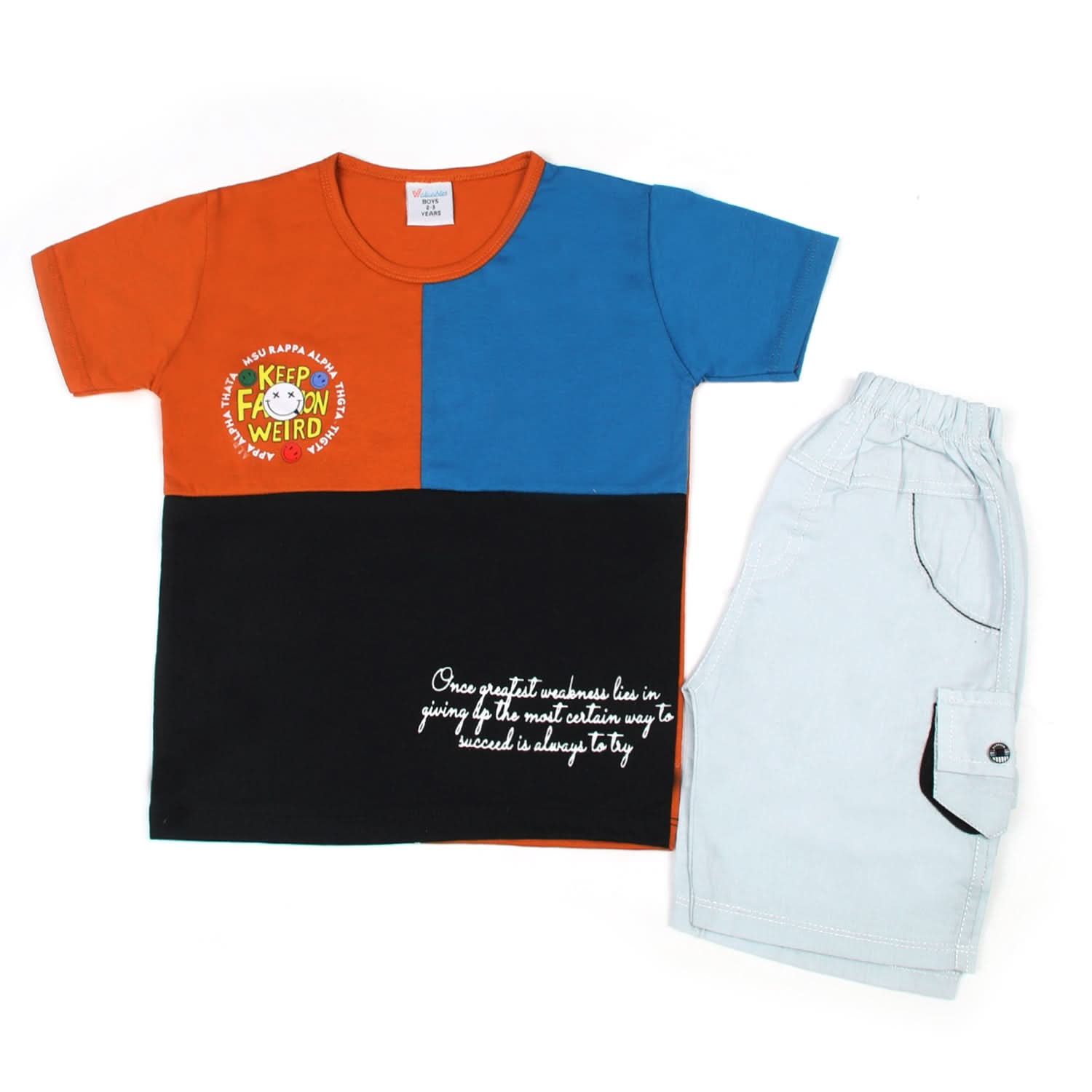 Boys Half Sleeves Short Suit - Rust, Boys Sets & Suits, Chase Value, Chase Value