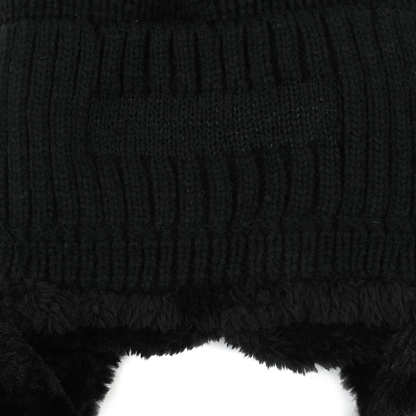 Kids Woolen Cap with Muffler - Black