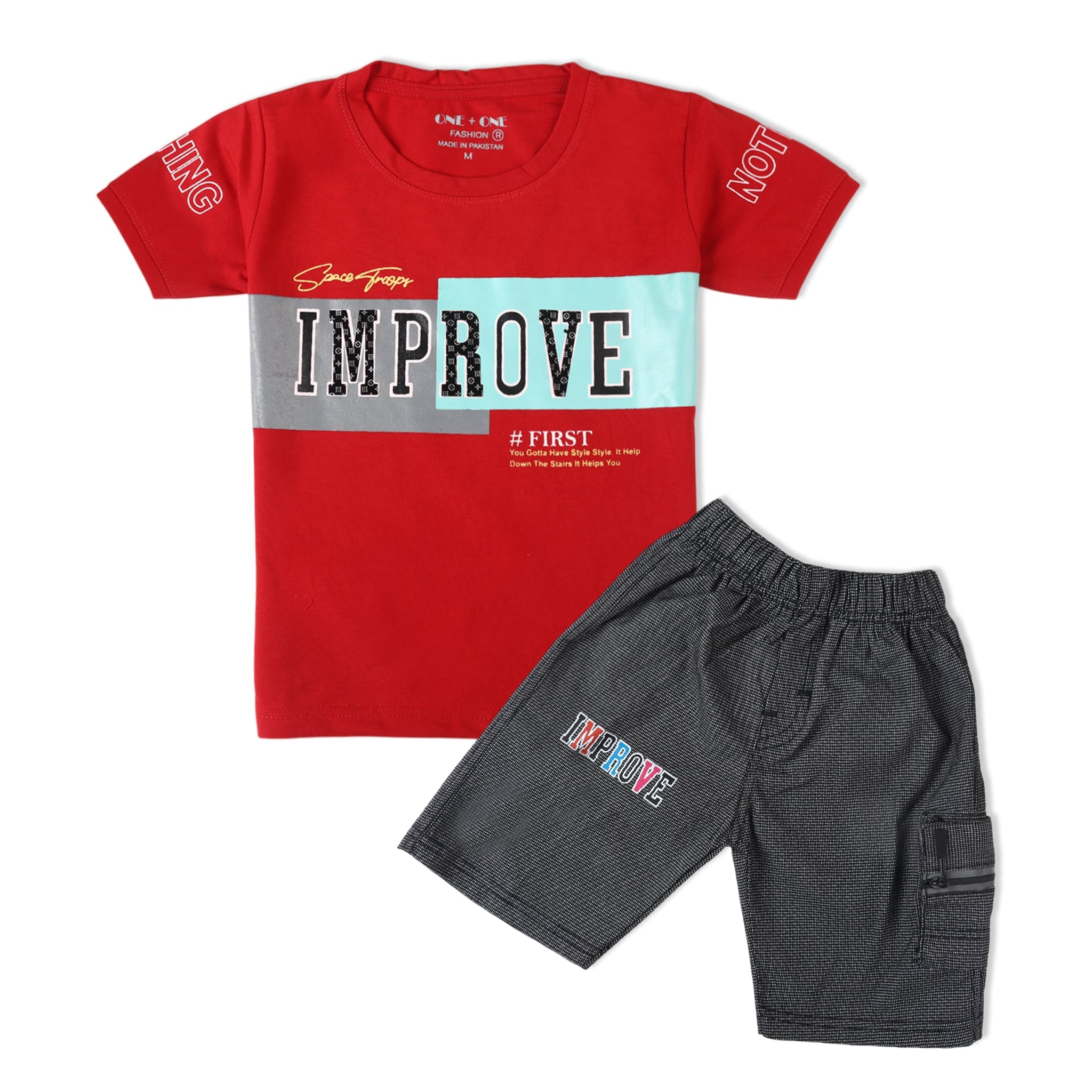 Boys Half Sleeves Suit - Red, Boys Sets & Suits, Chase Value, Chase Value