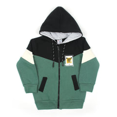 Boys Full Sleeves Zipper Hoodie - Black