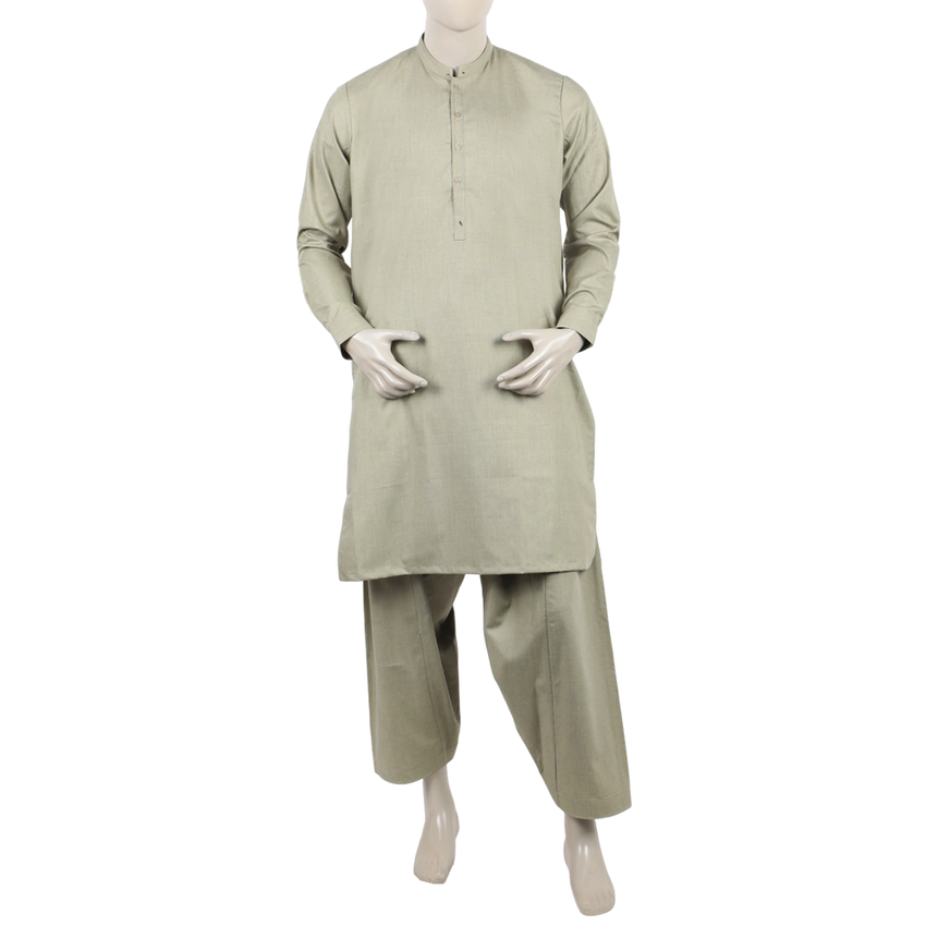 Eminent Men's Trim Fit Shalwar Suit - Fawn