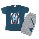 Boys Half Sleeves Short Suit - Steel Blue, Boys Sets & Suits, Chase Value, Chase Value
