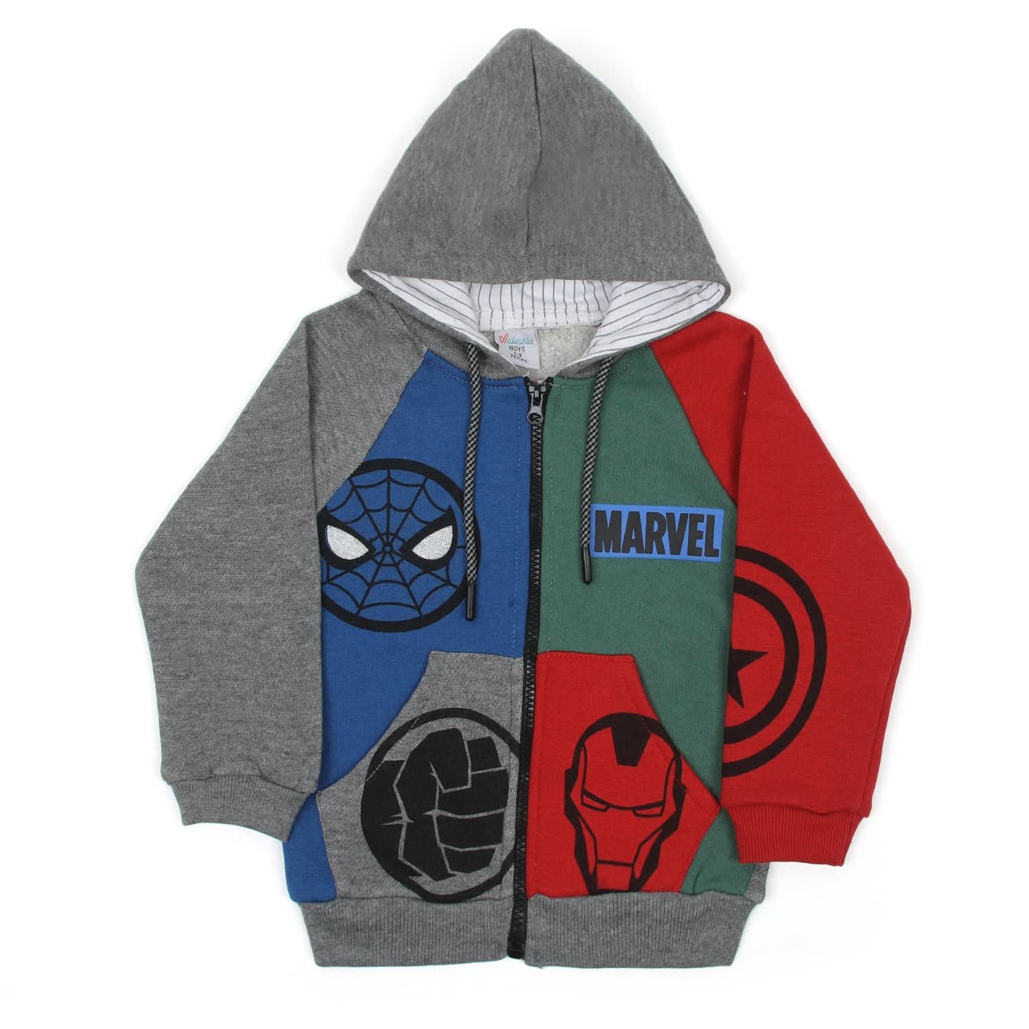 Boys Full Sleeves Zipper Hoodie - Grey, Boys Hoodies & Sweat Shirts, Chase Value, Chase Value