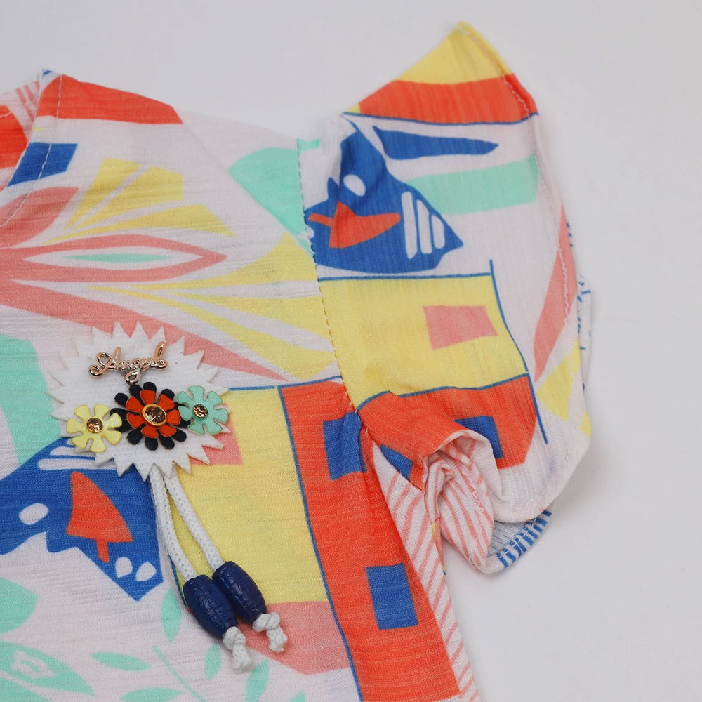Girls Tight Half Sleeves Suit - Orange, Girls Suits, Chase Value, Chase Value