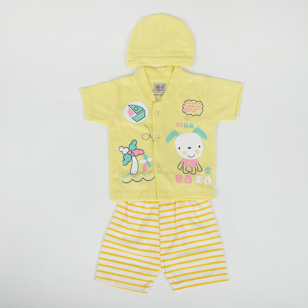 Newborn Girls Half Sleeves Suit - Yellow