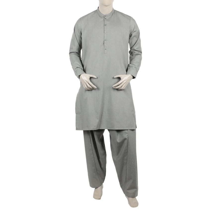 Eminent Men's Trim Fit Shalwar Suit - Ash Grey