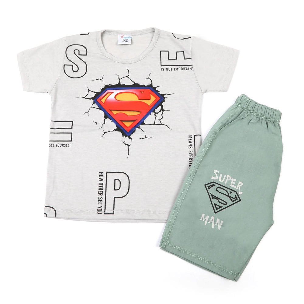 Boys Half Sleeves Short Suit - Grey, Boys Sets & Suits, Chase Value, Chase Value