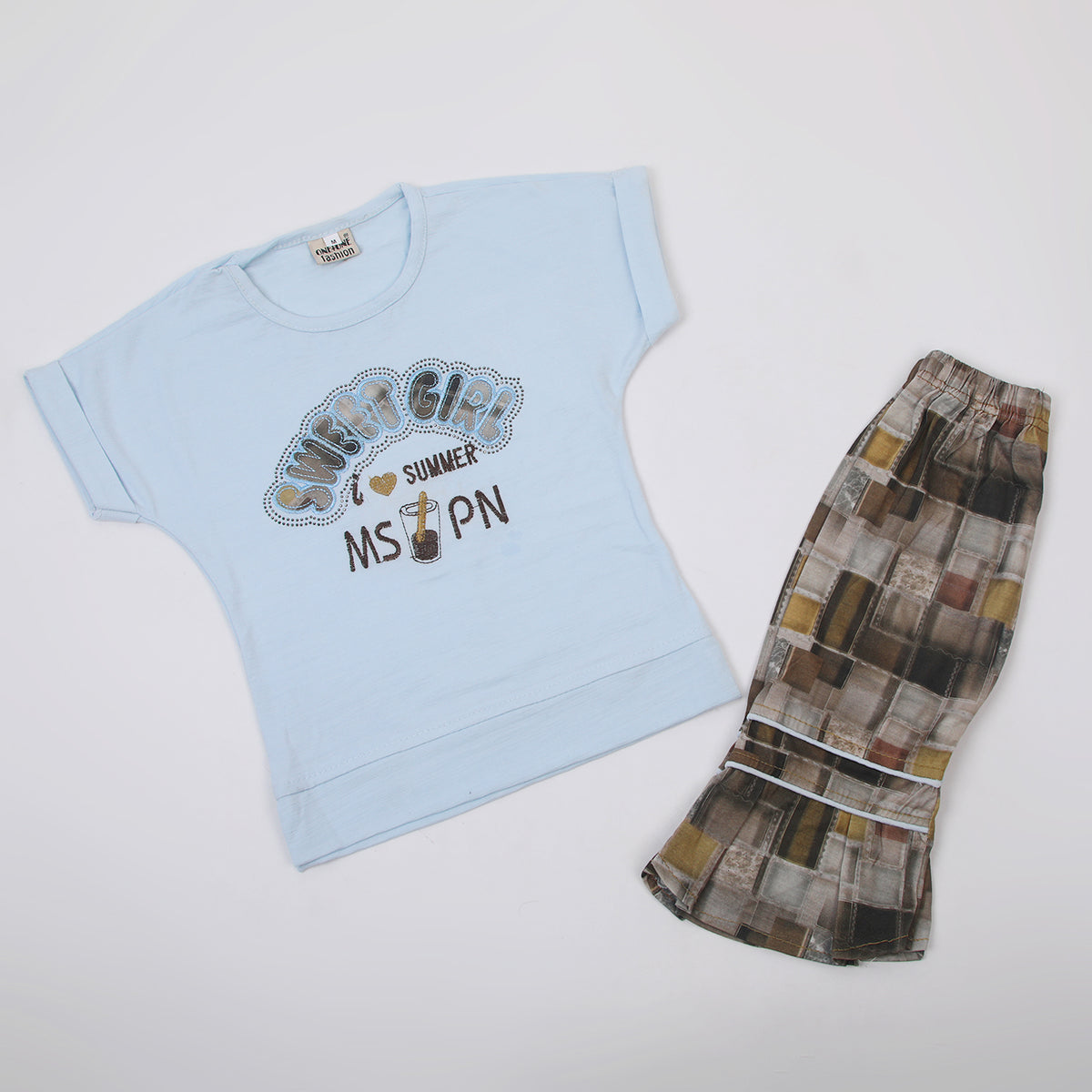 Girls Tight Half Sleeves Suit - Light Blue, Girls Suits, Chase Value, Chase Value