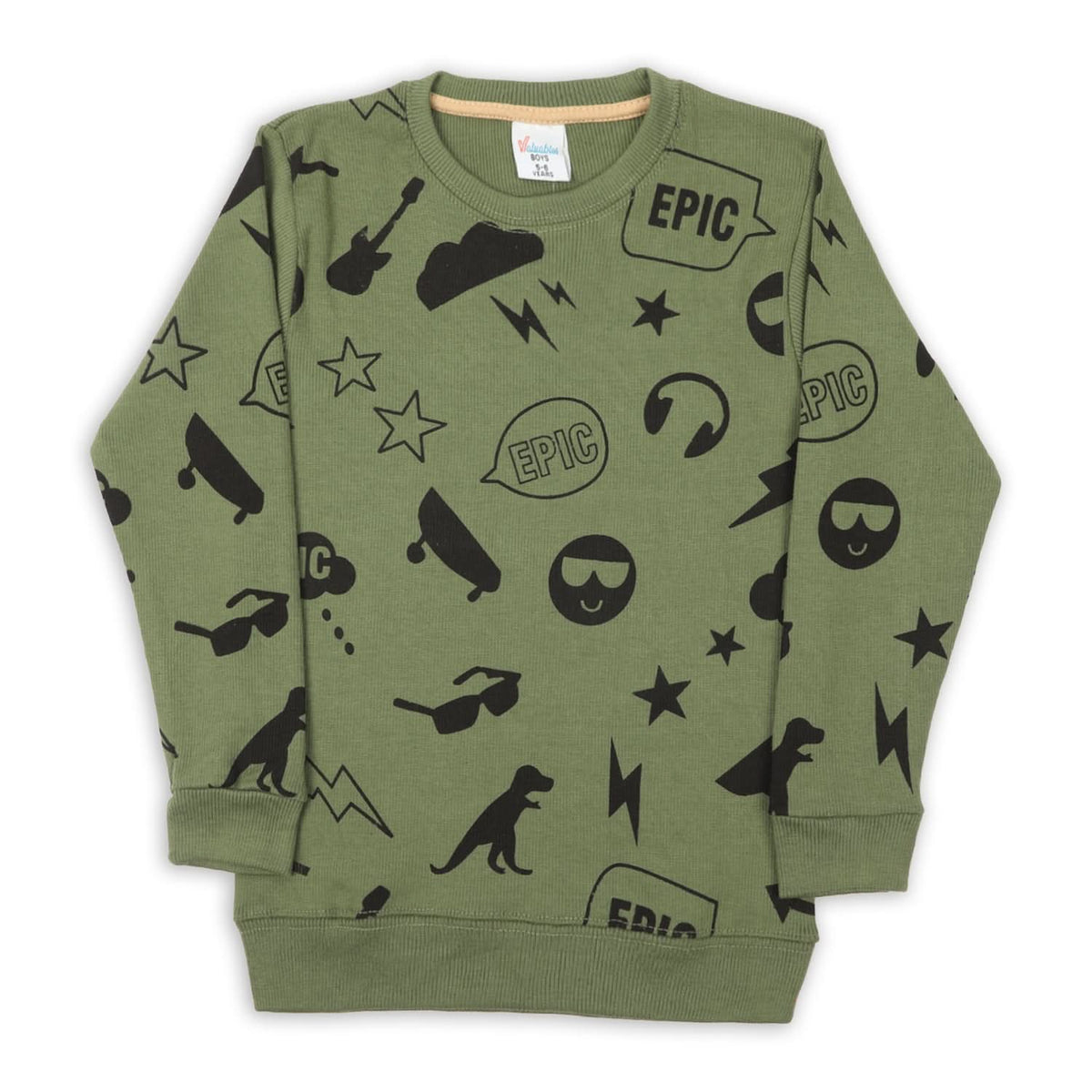 Boys Full Sleeve Sweatshirt - Olive, Boys Hoodies & Sweat Shirts, Chase Value, Chase Value