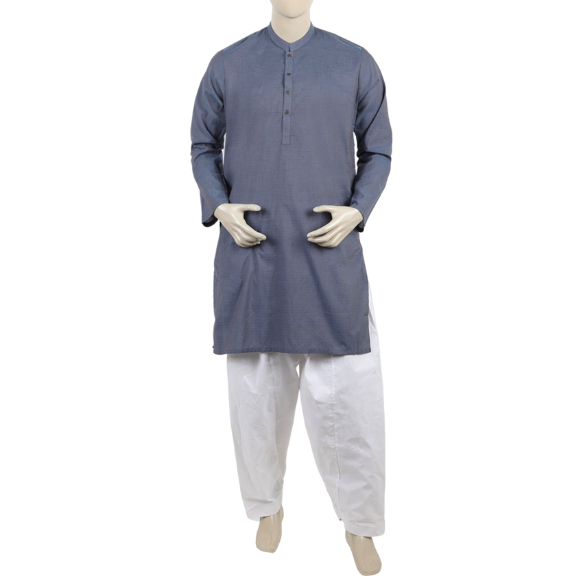 Eminent Men's Plain Kurta - Denim Blue