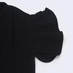 Girls Tight Half Sleeves Suit - Black