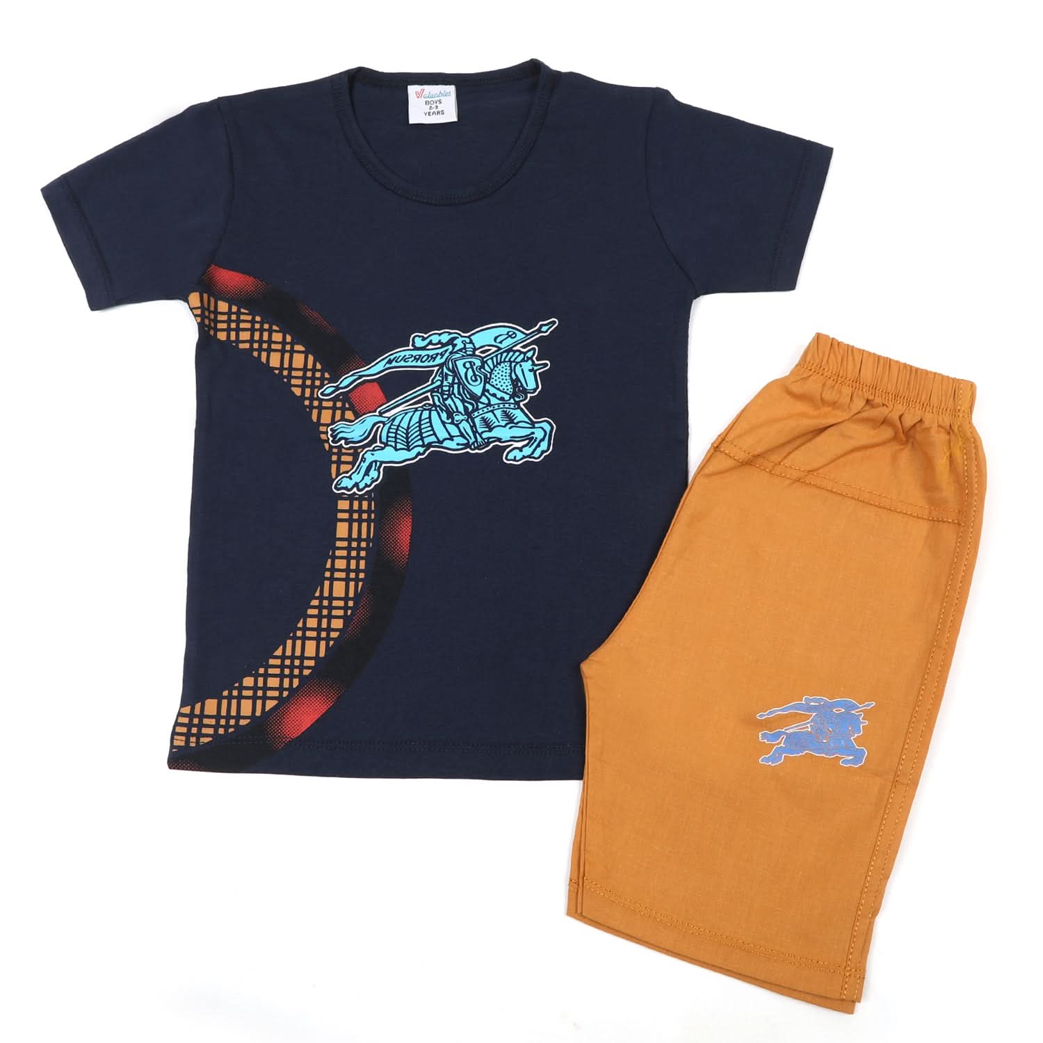 Boys Half Sleeves Short Suit - Navy Blue, Boys Sets & Suits, Chase Value, Chase Value