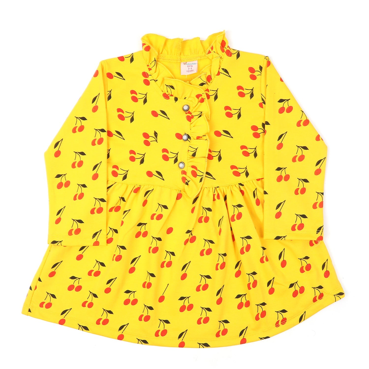 Girls Full Sleeves Frock - Yellow, Girls Frocks, Chase Value, Chase Value