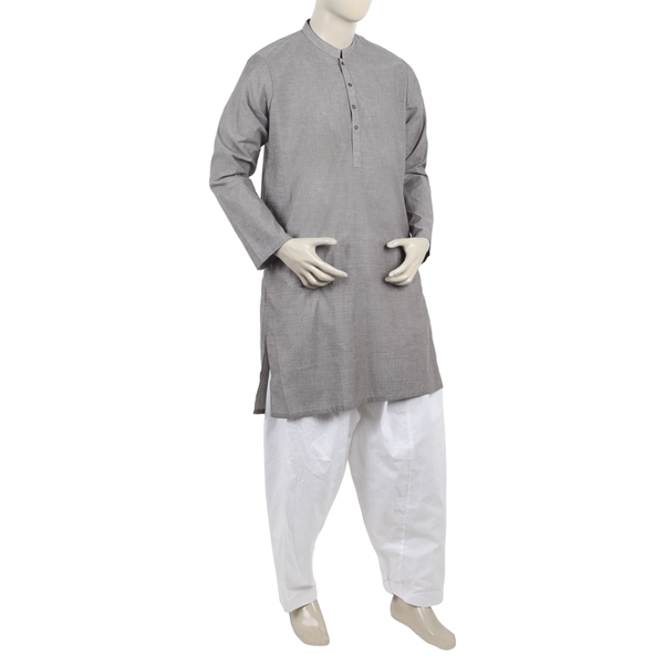 Eminent Men's Plain Kurta - Grey