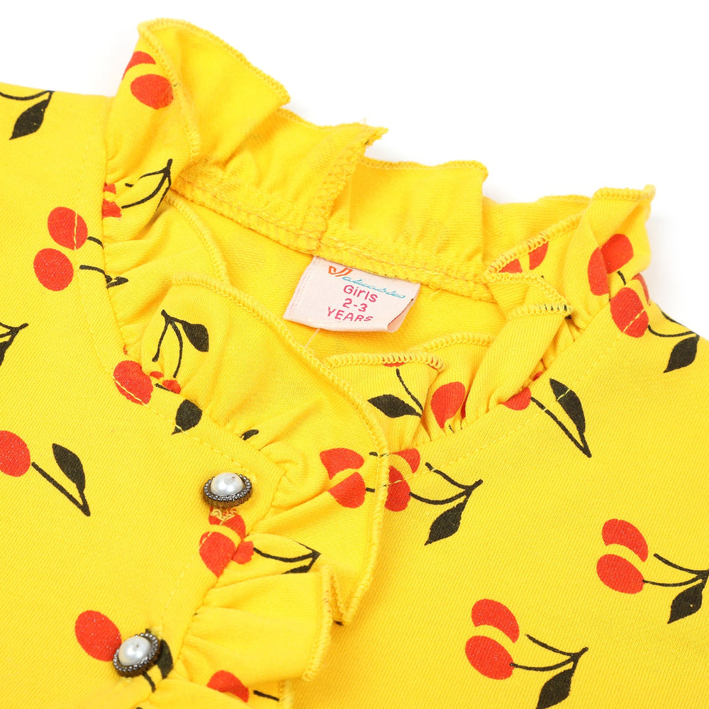 Girls Full Sleeves Frock - Yellow, Girls Frocks, Chase Value, Chase Value