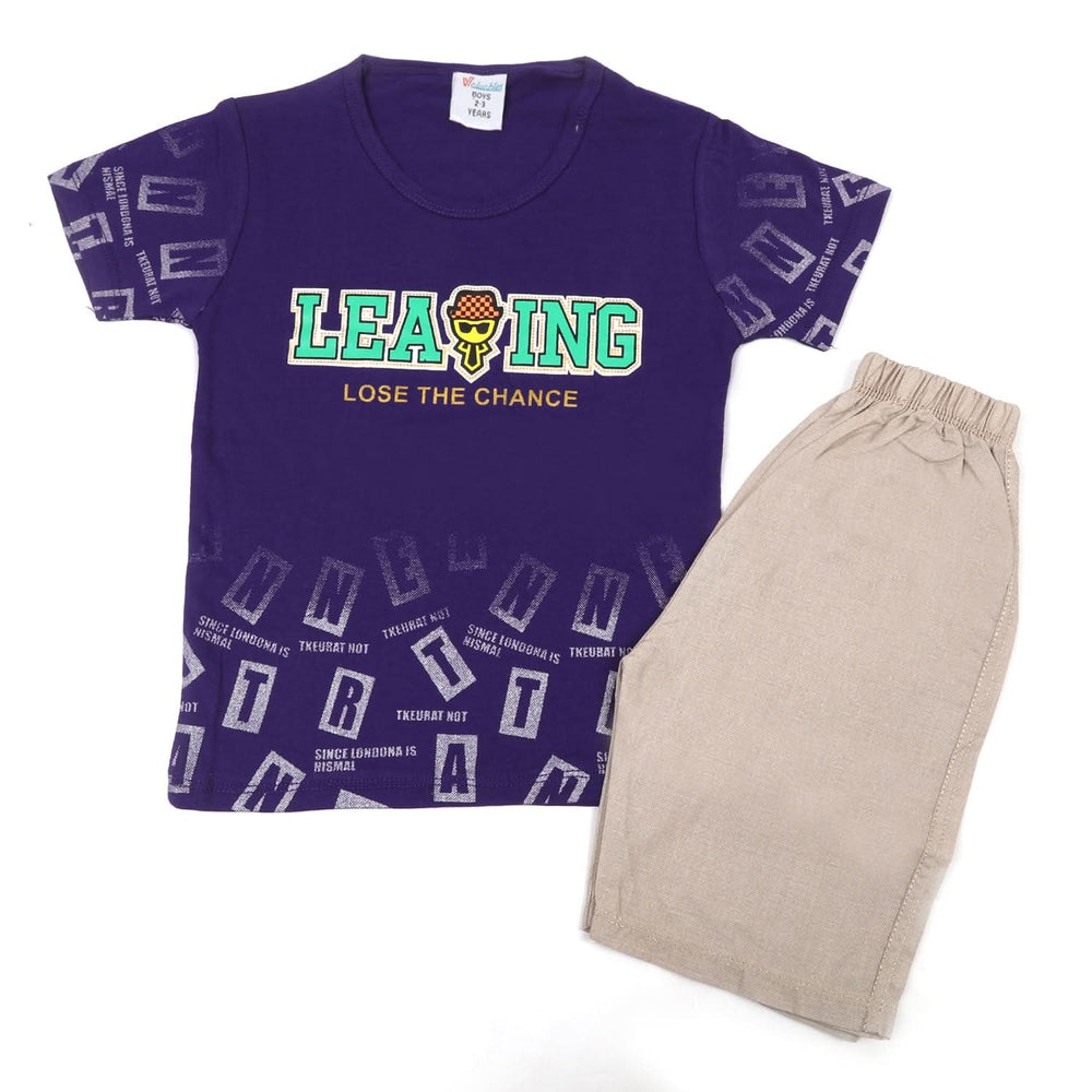 Boys Half Sleeves Short Suit - Purple, Boys Sets & Suits, Chase Value, Chase Value
