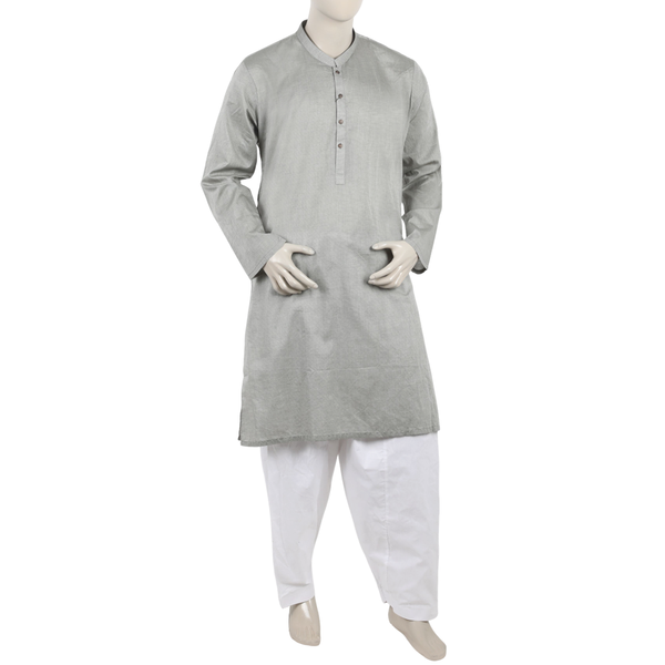 Eminent Men's Plain Kurta - Steel Grey