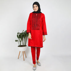 Eminent Women's Embroidered Kurti - Red