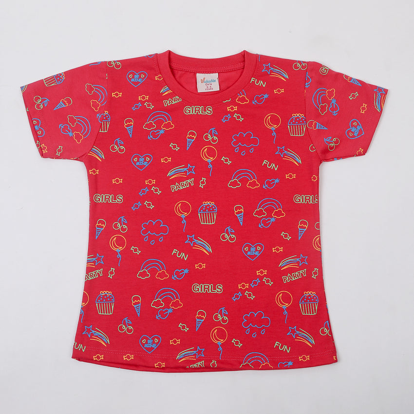 Girls Half Sleeves T-Shirt - Tea Pink