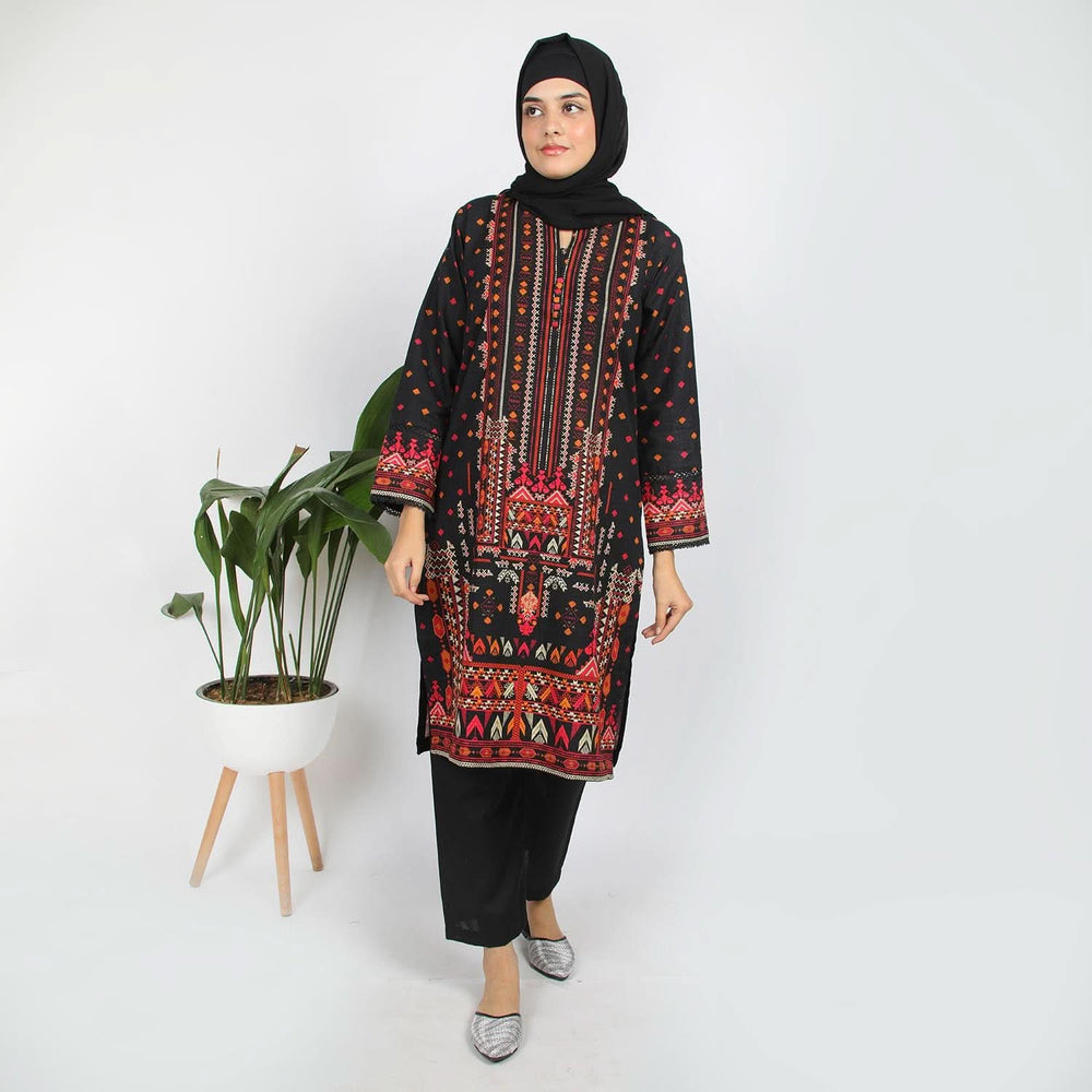 Eminent Women's Printed Khaddar Kurti - Black, Women Ready Kurtis, Eminent, Chase Value