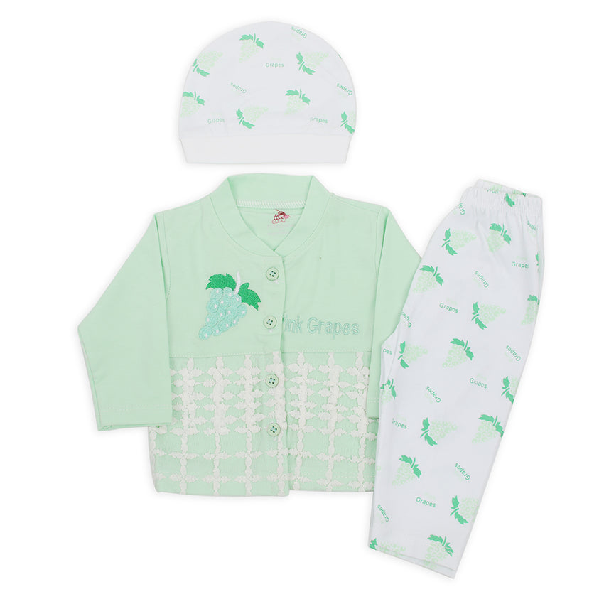 Newborn Girls Full Sleeves Suit - Light Green