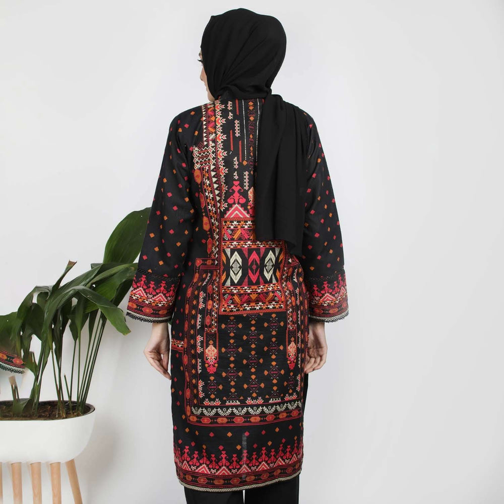 Eminent Women's Printed Khaddar Kurti - Black, Women Ready Kurtis, Eminent, Chase Value