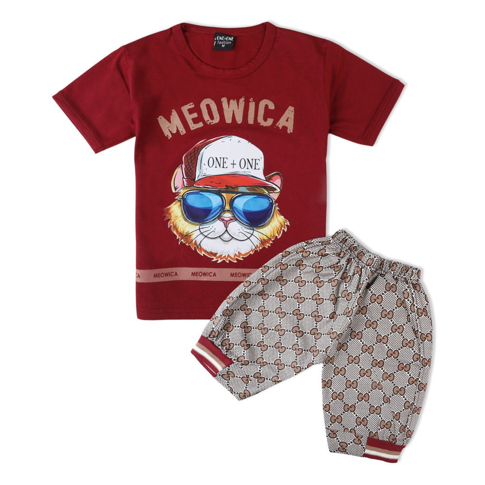 Boys Half Sleeves Suit - Maroon, Boys Sets & Suits, Chase Value, Chase Value