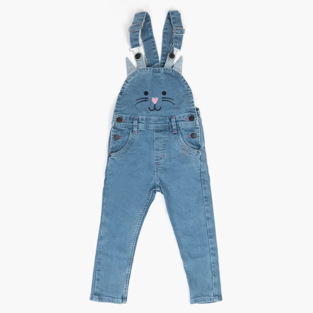 Girls Embroidered Dangri - Light Blue, Girls Suits, Chase Value, Chase Value