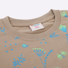 Girls Half Sleeves T-Shirt - Brown