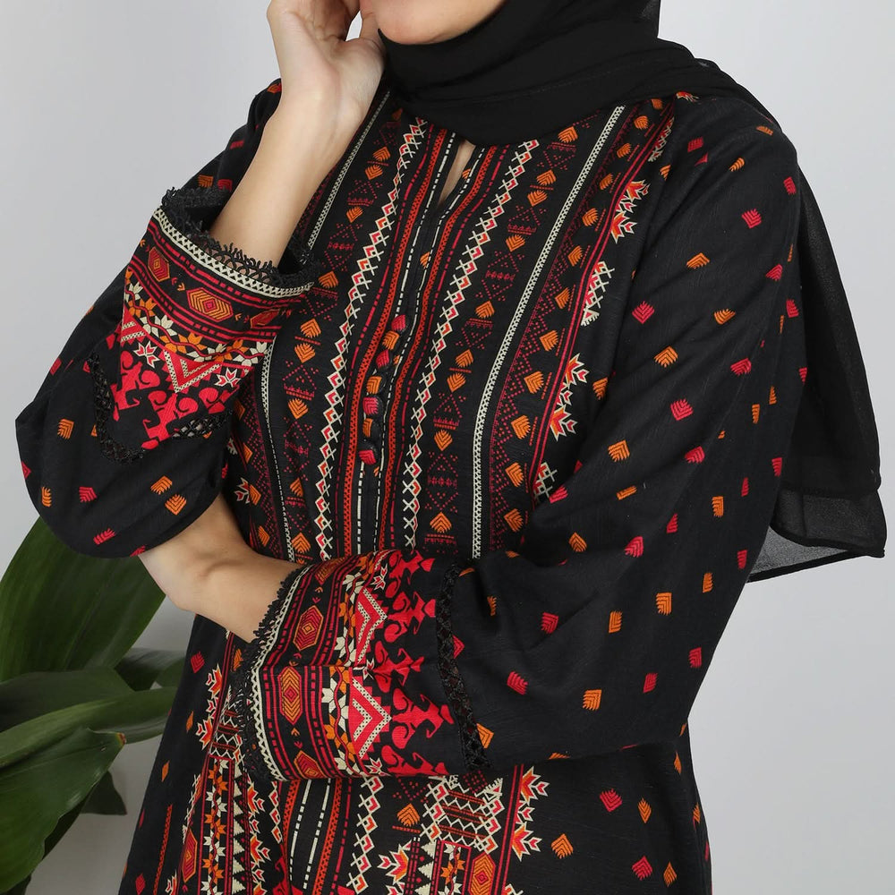 Eminent Women's Printed Khaddar Kurti - Black, Women Ready Kurtis, Eminent, Chase Value