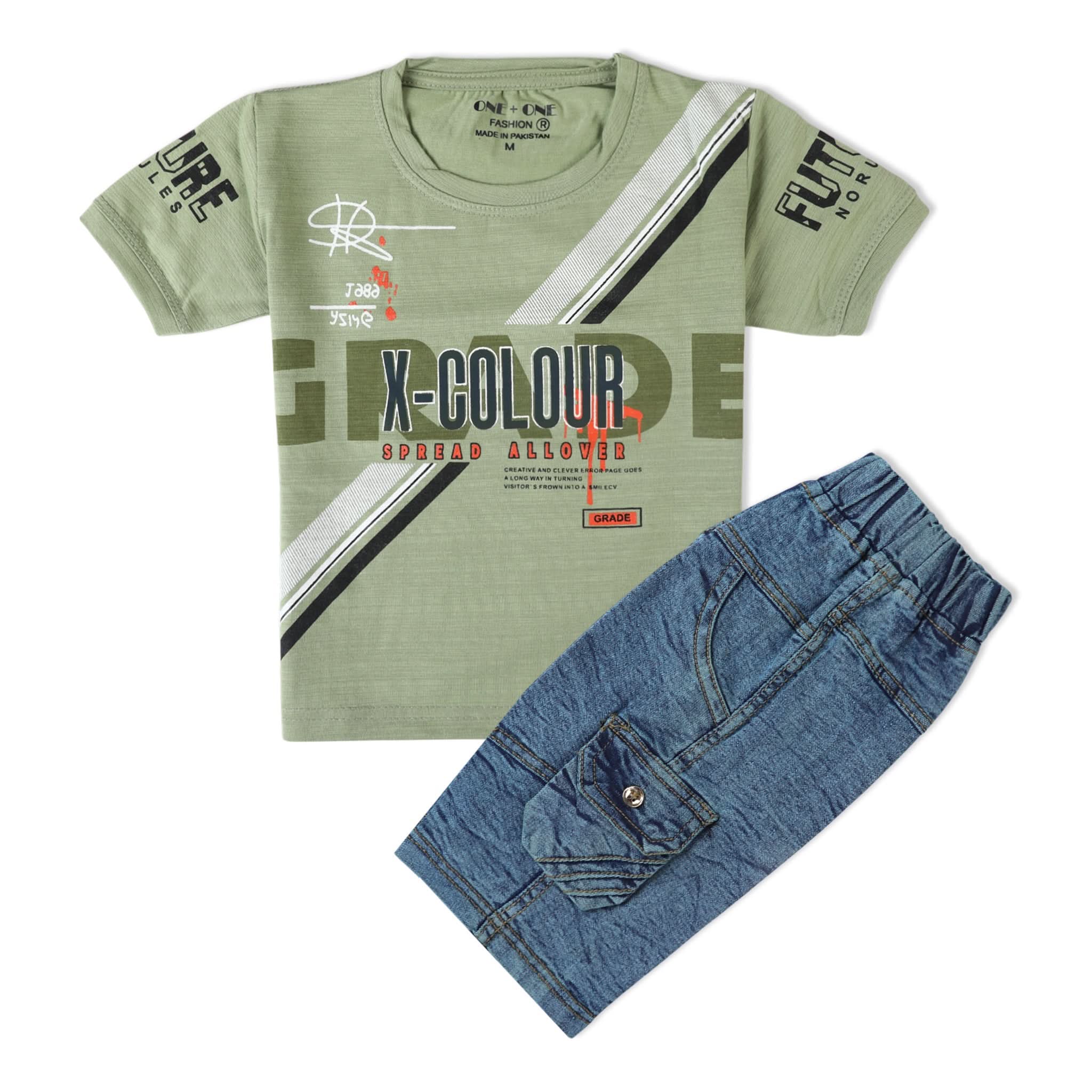 Boys Half Sleeves Suit - Green, Boys Sets & Suits, Chase Value, Chase Value