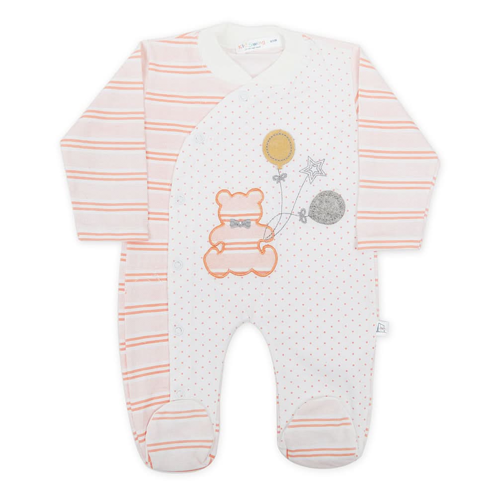 Newborn Girls Full Sleeves Romper - Orange, Newborn Girls Rompers, Chase Value, Chase Value