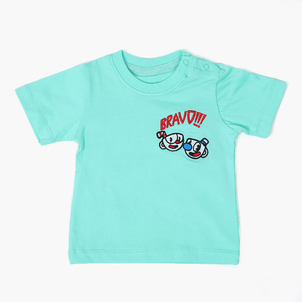 Eminent Newborn Boys Half Sleeves T-Shirt - Cyan