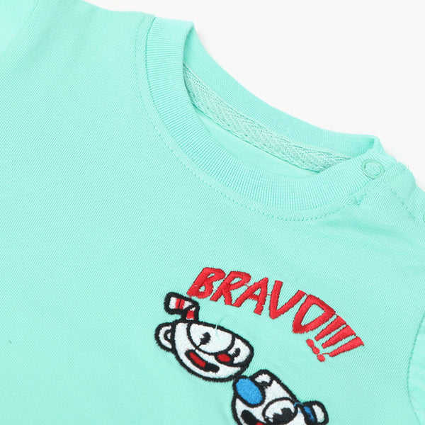 Eminent Newborn Boys Half Sleeves T-Shirt - Cyan