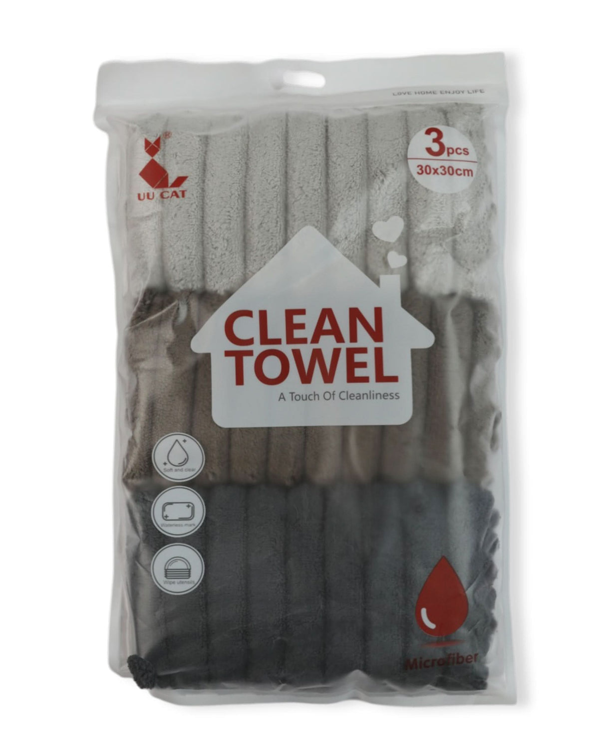 Striped Cleaning Towel 3Pcs Set – 30×30 cm - Multi Color, Kitchen Towels, Chase Value, Chase Value