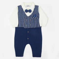 Newborn Boys Full Sleeves Romper Suit - Navy Blue