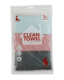 Stripe Clean Towel 3Pcs Set – 30×30 cm - Multi Color, Kitchen Towels, Chase Value, Chase Value