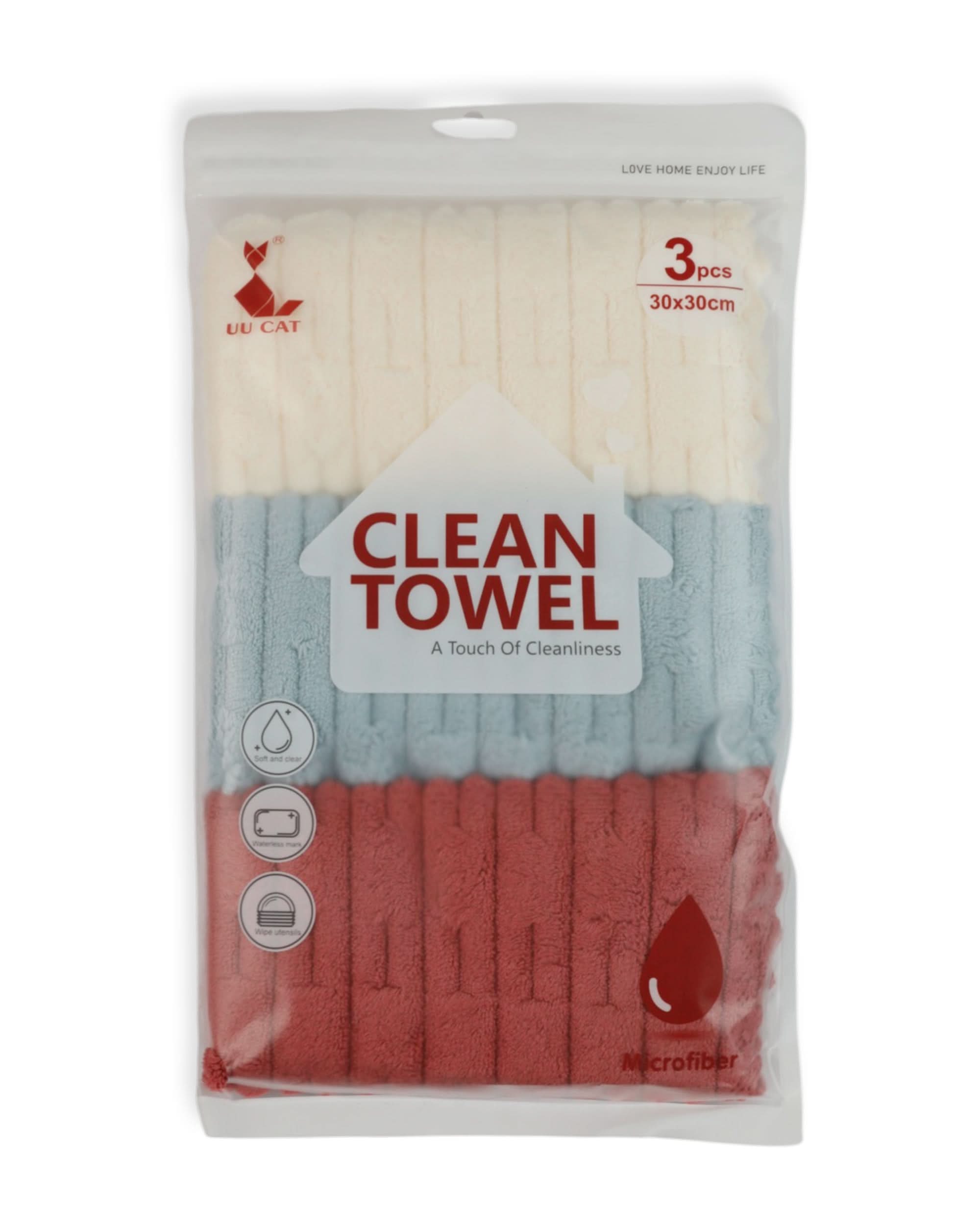 Fleece Cleaning Towel 3Pcs Set – 30×30 cm - Multi Color, Kitchen Towels, Chase Value, Chase Value
