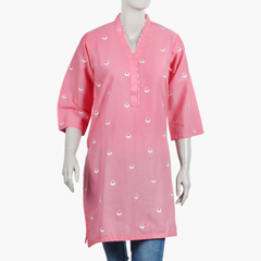 Women's Embroidered Stitched Kurti - Peach