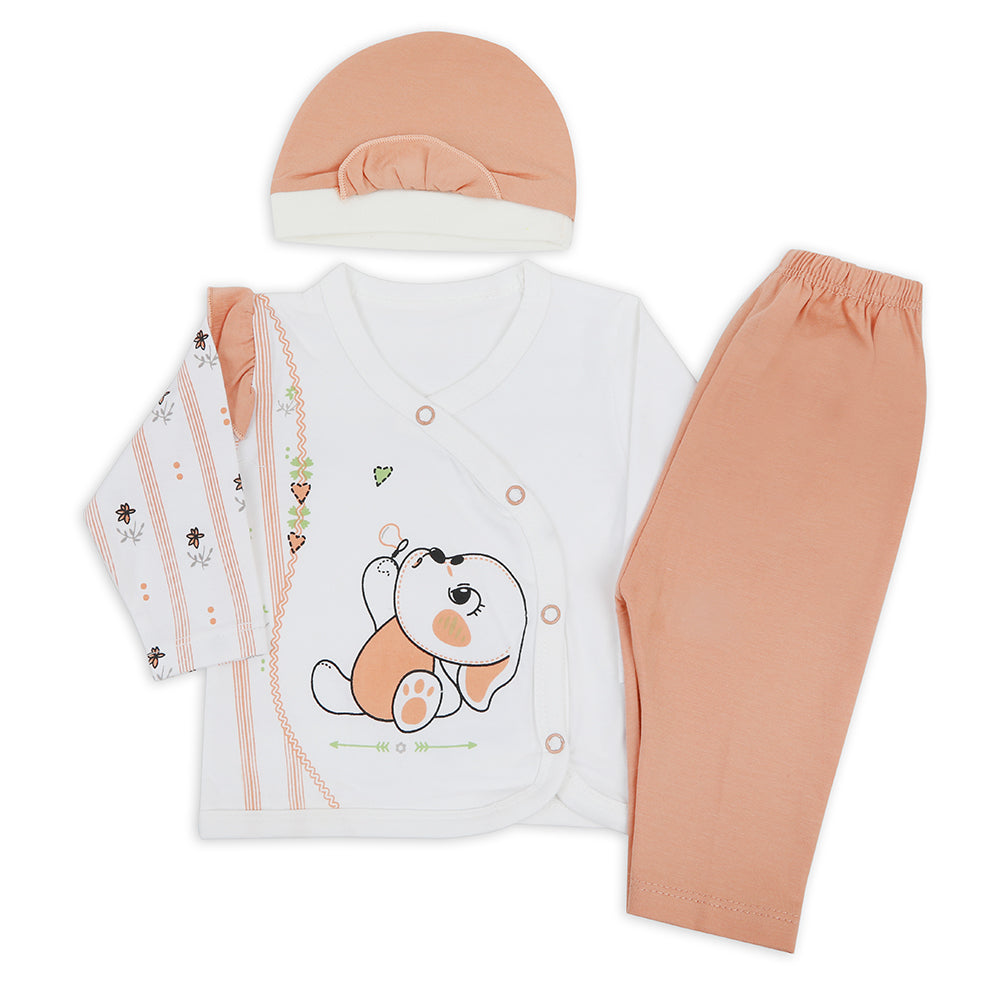Newborn Girls Full Sleeves Suit - Peach, Newborn Girls Sets & Suits, Chase Value, Chase Value