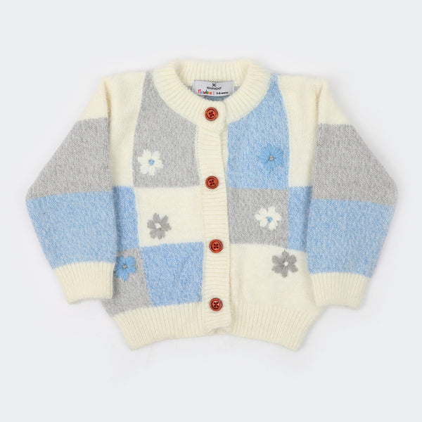 Newborn Girls Full Sleeves Sweater - Blue