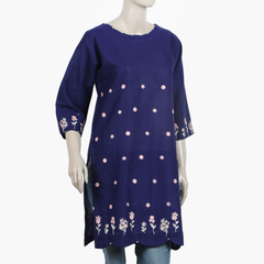 Women's Embroidered Stitched Kurti - Blue