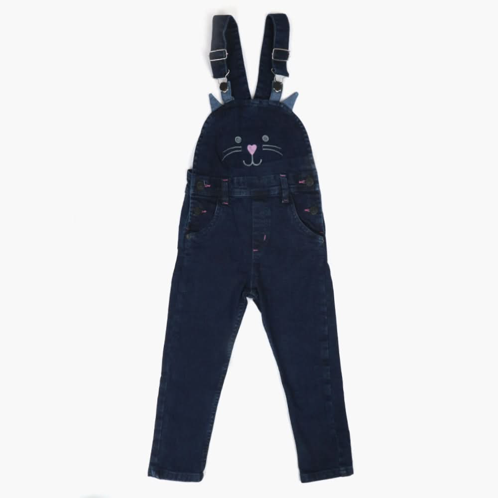 Girls Embroidered Dangri - Blue, Girls Suits, Chase Value, Chase Value