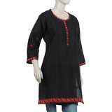 Women's Embroidered Stitched Kurti - Black, Women Ready Kurtis, Chase Value, Chase Value