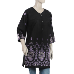 Women's Embroidered Stitched Kurti - Black